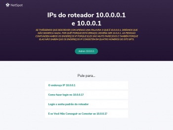 Endereços IP de Roteador 10.0.0.0.1 e 10.0.0.1 - NetSpot