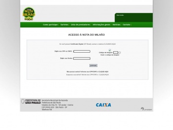 Nota do Milhão - Nfe Prefeitura - Prefeitura de São Paulo