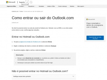 Como entrar ou sair do Outlook.com - Outlook