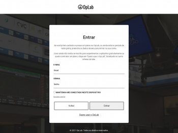 Faça o login para acessar o aplicativo - OpLab
