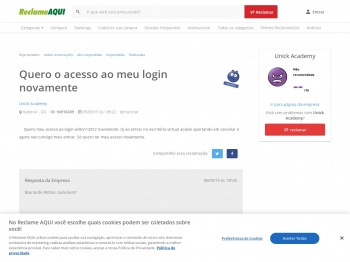 Quero o acesso ao meu login novamente - Unick Academy ...