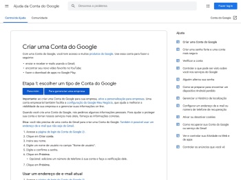 Criar uma Conta do Google - Ajuda do Conta do Google